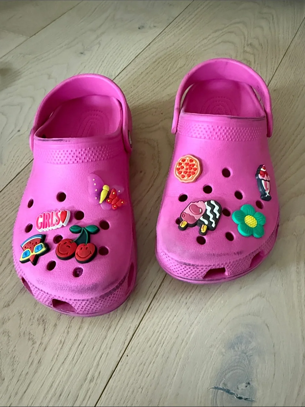 Kids size 3 Crocs Shoes with Charms